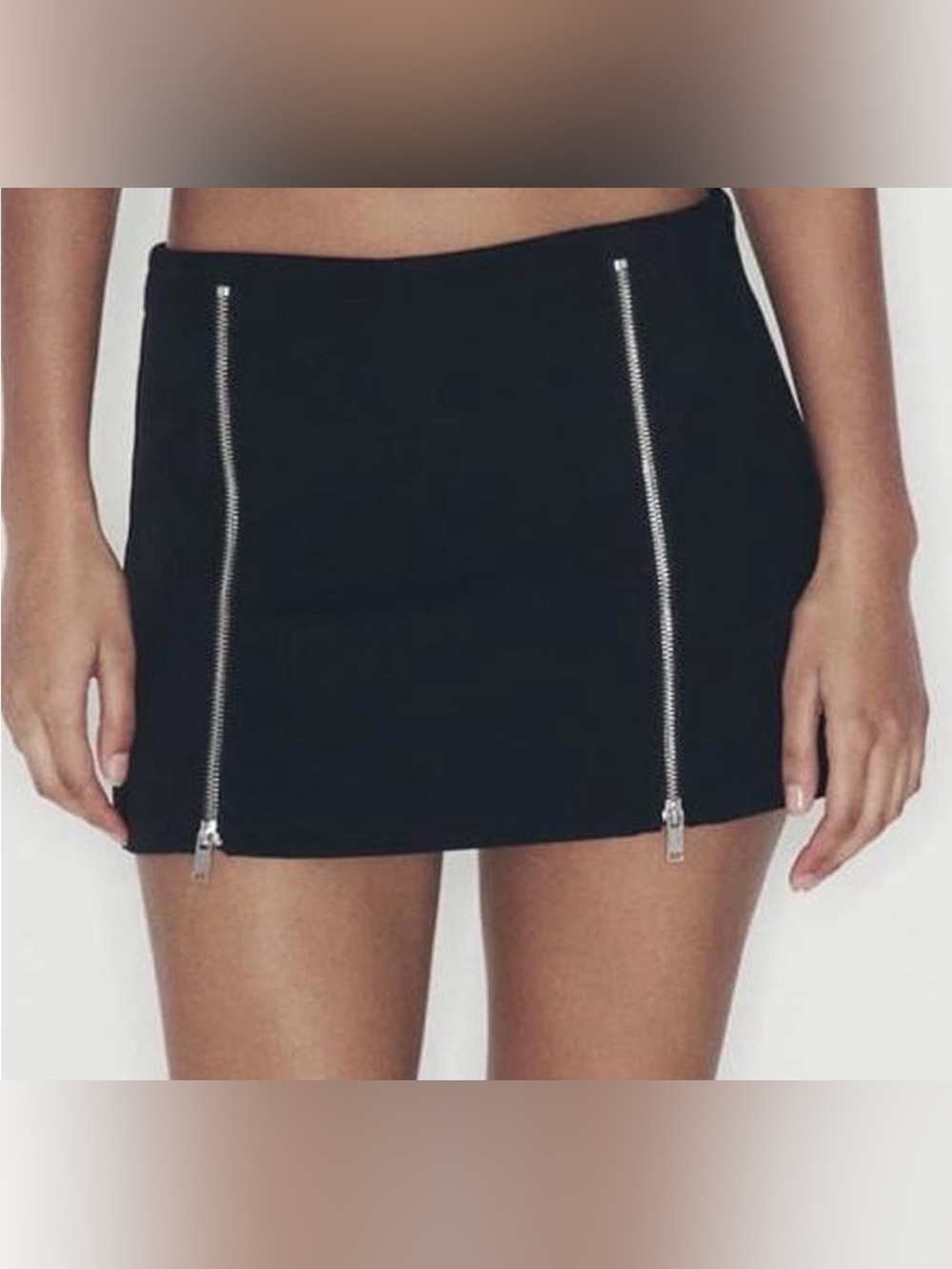 Zara black zipper mini skort size M